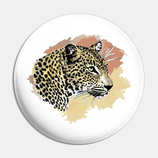 Leopard Portrait Watercolor Artwork for Leopard Fans Pin