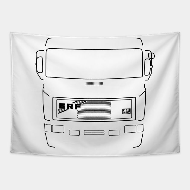 Classic ERF E Series heavy lorry black outline graphic Tapestry by soitwouldseem