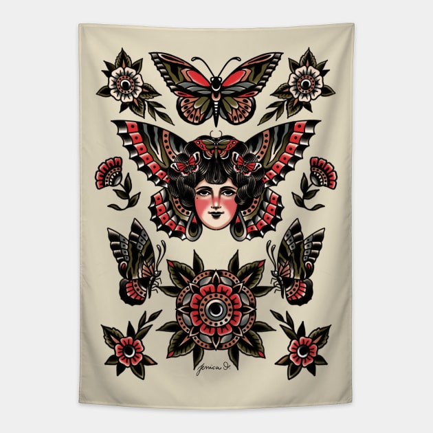 butterflies v2 Tapestry by ohjessica-o