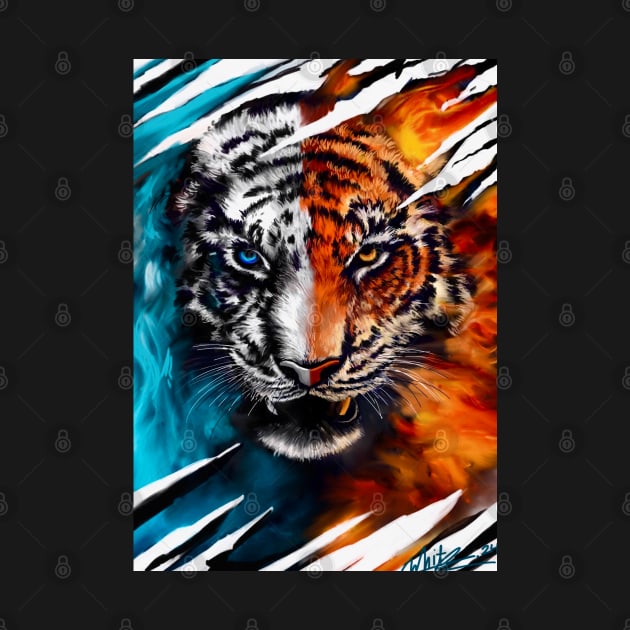 Fire And Ice Abstract Tiger by Artbythree