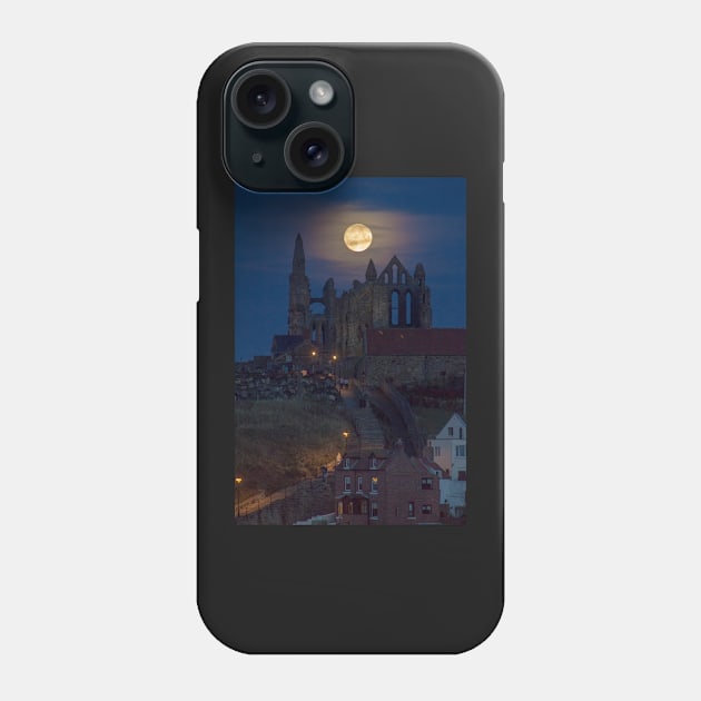 Super Moon Rise over Whitby Abbey North Yorkshire Dracula Phone Case by Spookydaz