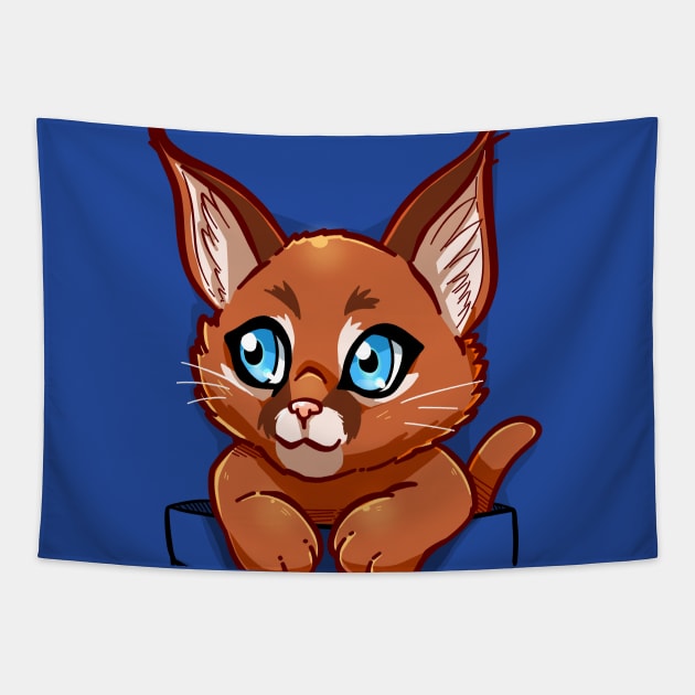 Pocket Cute Caracal Kitten Tapestry by TechraPockets