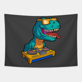 T-Rex DJ Party Club Funny Dino Disk Jockey EDM Dance Club Tapestry
