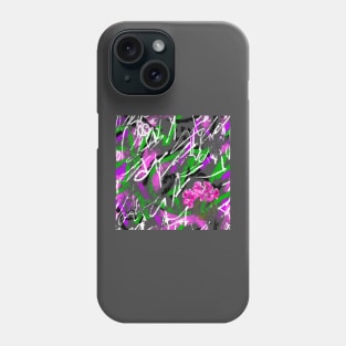 Green Purple Abstract Pattern With Orchid Phone Case