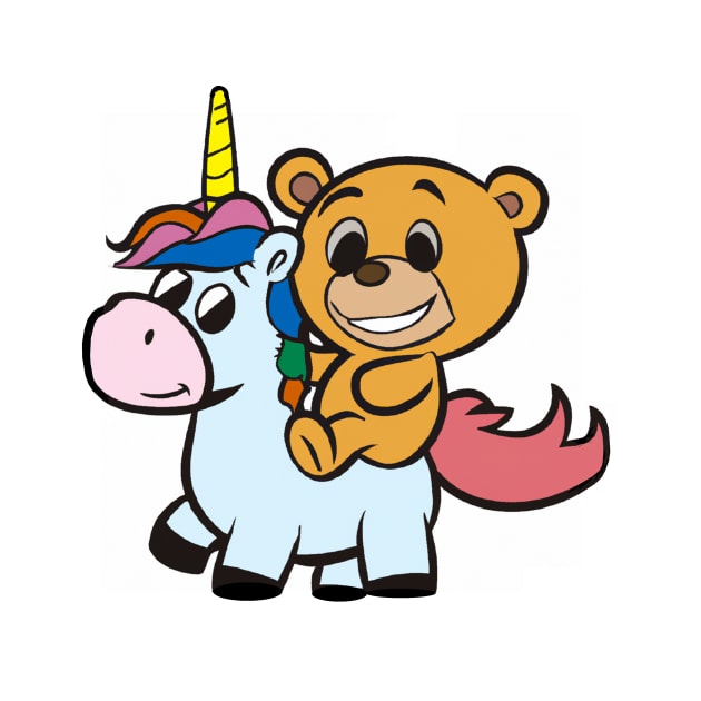 Cute Teddy Bear Riding a Unicorn by Starbase79