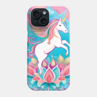 Unicorn Flying Lotus Mandala Phone Case