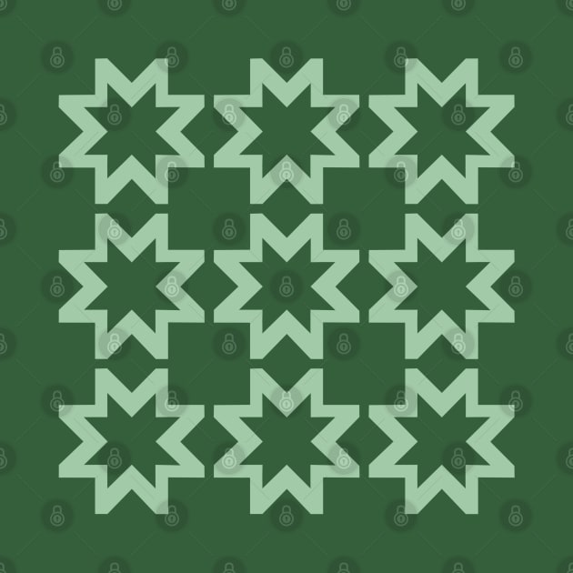 Hunter Green Morning Star Patchwork Pattern by Nuletto