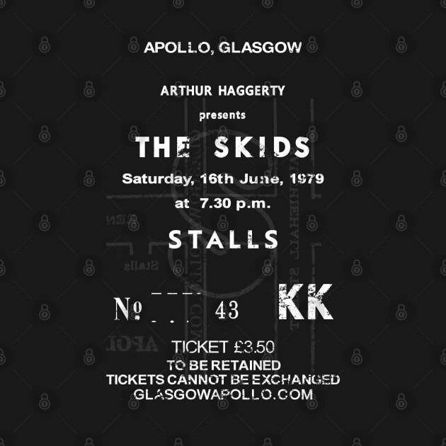 The Skids Glasgow Apollo Saturday 16th of June 1979 UK Tour Ticket Repro by RockitTees