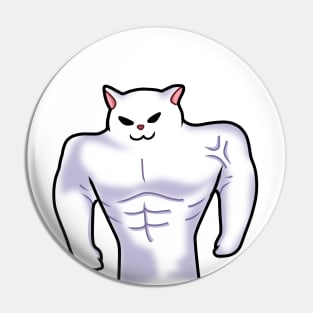 white Cat meme Buff power up Pin