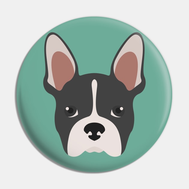 Boston Terrier Face Pin by JunkyDotCom
