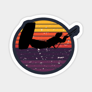 Kiter Action Freestyle Artistic Black Vector Retro Sunset Magnet