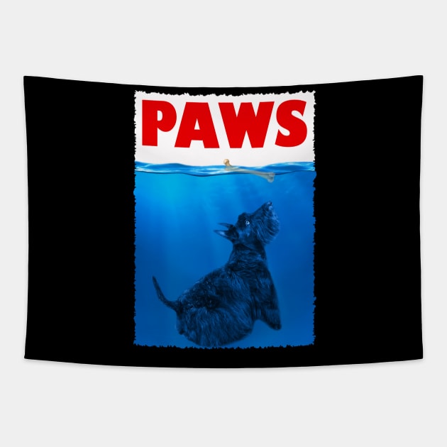 Scottie Silhouettes PAWS Tee for Admirers of Terrier Majesty Tapestry by Gamma-Mage