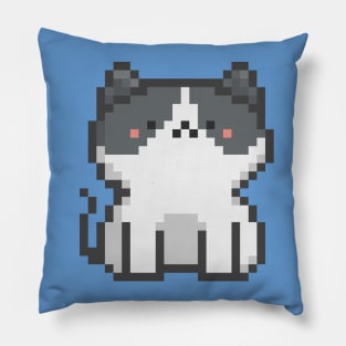 Pixel Quiet White Grey Eyes Cat 56 Pillow