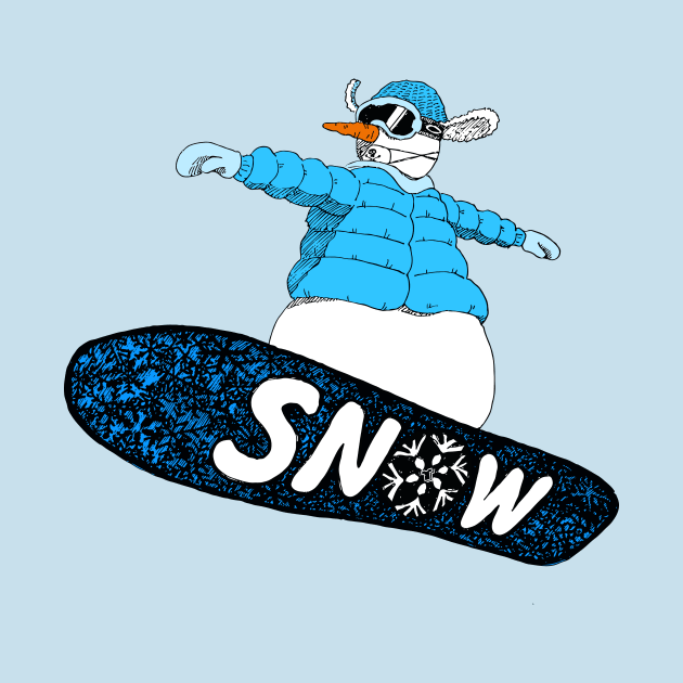 snowman on the board (blue) by justduick