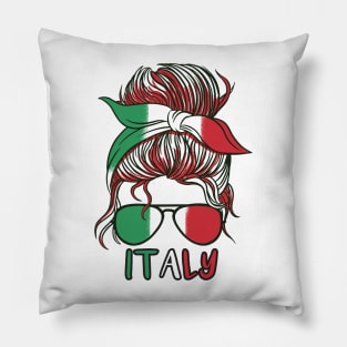 Italian woman with sunglasses - Italy flag Pillow