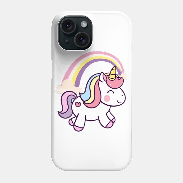 Cute Unicorn With Rainbows Phone Case by teezeedy