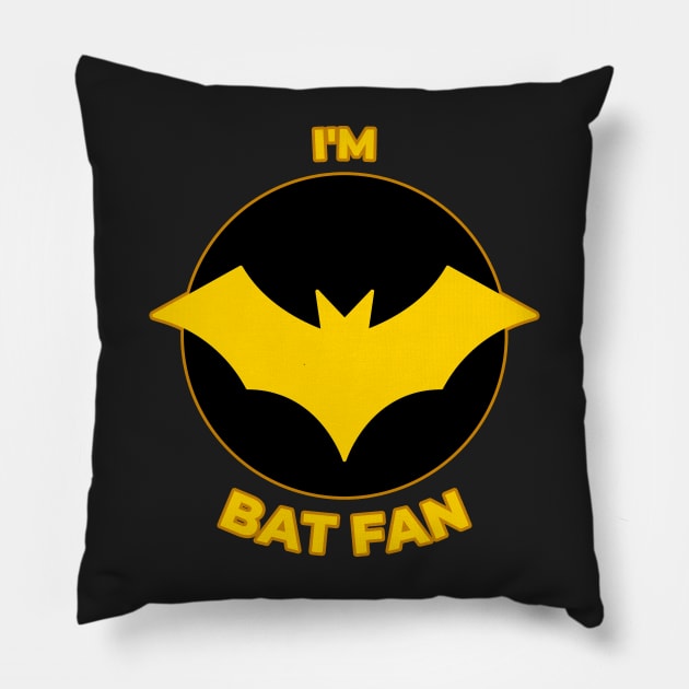 Bat Fan (Black and Gold) Pillow by Daily Detour