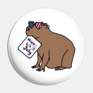 Happy 4th of July says Cool Capybara Pin
