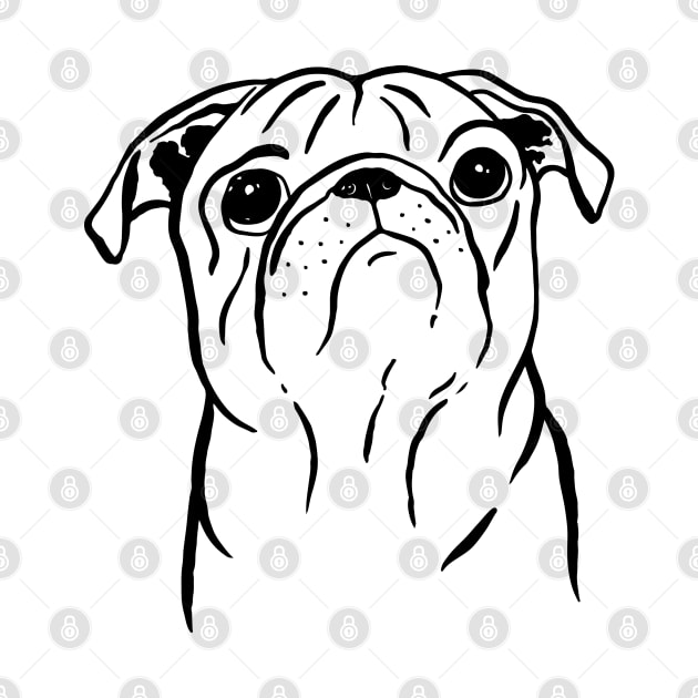 Pug (Black and White) by illucalliart