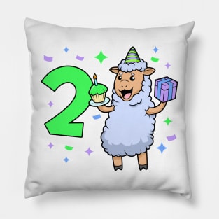 I am 2 with sheep - girl birthday 2 years old Pillow