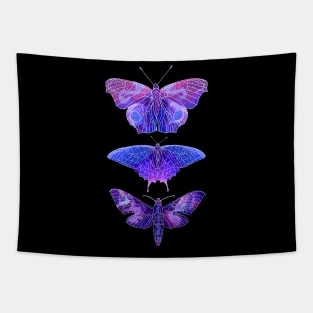 Triple galaxy insects - moth and butterfly Tapestry