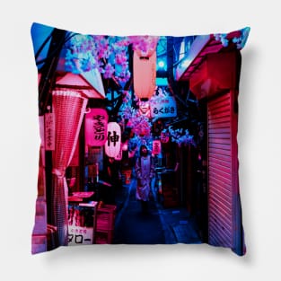 Tokyo Street Neon Synthwave Pillow