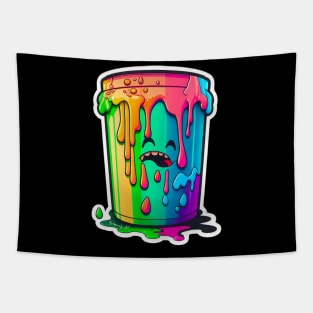 Colorful Slime Trash Can Sticker #5 Tapestry