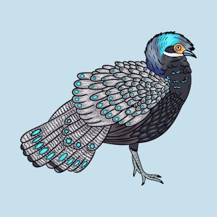 Bornean peacock-pheasant bird cartoon illustration T-Shirt