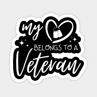 My Heart Belongs To A Veteran Family Proud Navy Solider Magnet