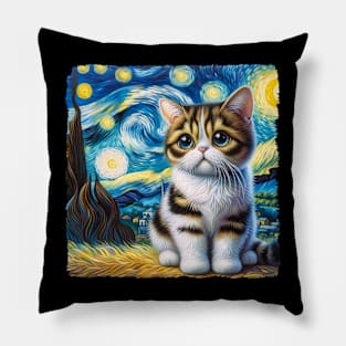 Munchkin Starry Night Inspired - Artistic Cat Pillow