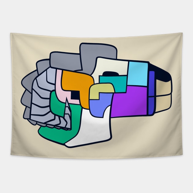 Goat with Colourful Geometric Shapes Tapestry by Caving Designs