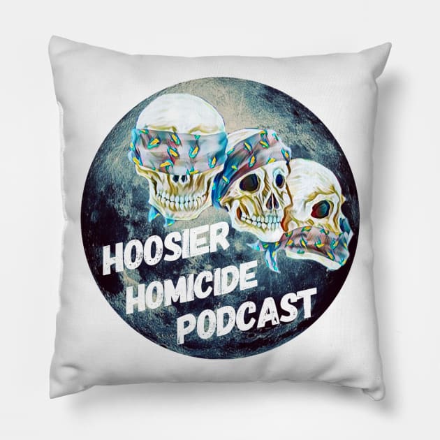 Three Skulls moon logo Pillow by Hoosierhomicide