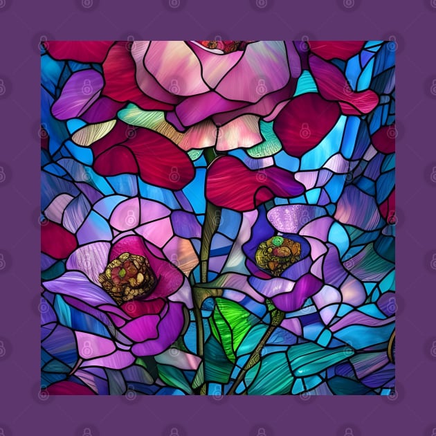 Beautiful Colorful Stained Glass Roses by Chance Two Designs