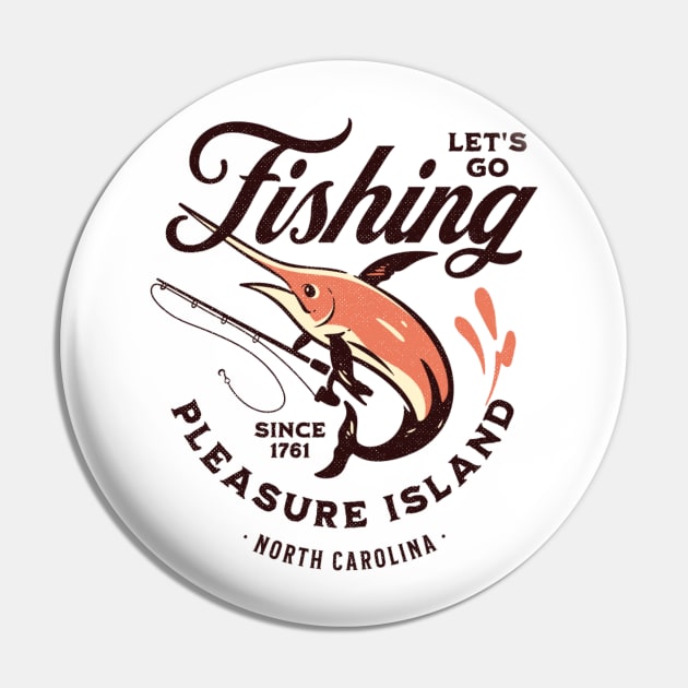 Pleasure Island, NC Fishing Summer Vacation Pin by Contentarama