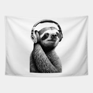 Sloth Painting Wearing Headphones Tapestry