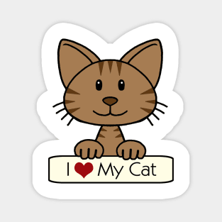 Brown Striped Cat - I Love My Cat Magnet