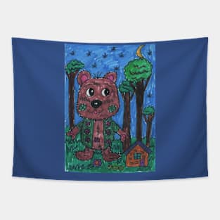 Cute Bear in the Forest Tapestry