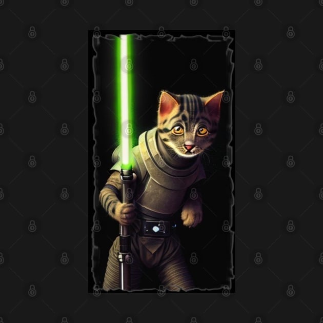 Fun Cat Print ~ AI Art ~ Fantasy Cat ~ Sci-fi Cat ~ Cats with Lightsabers by catsnlightsabres