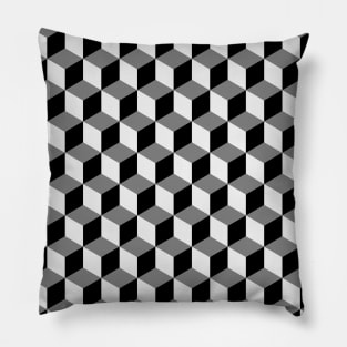 Grayscale 3D Cube Style Design Pillow
