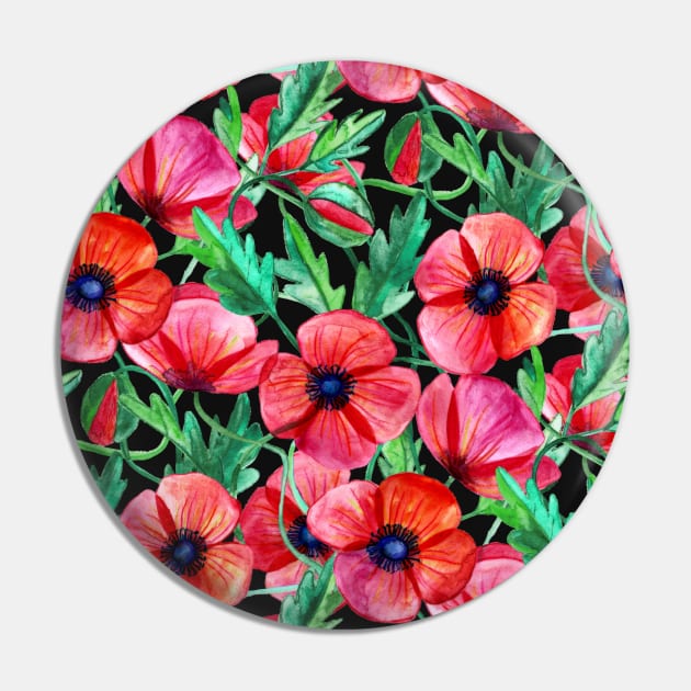 Plenty of Poppies – black Pin by micklyn