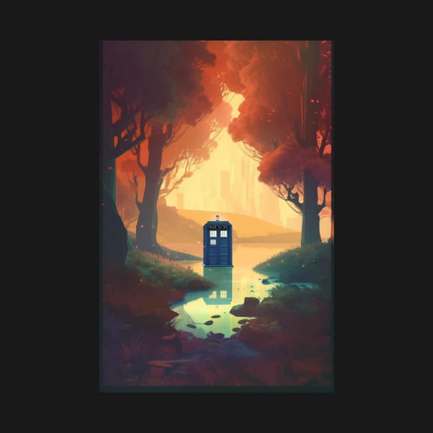 Tardis in Enchanted Forest by DesignedbyWizards