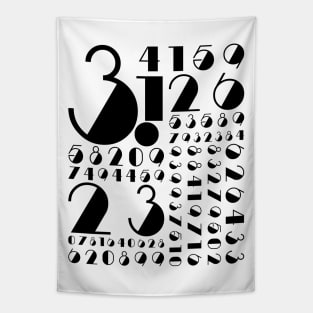 Pi Deco Piphilology - Black Numbers Tapestry