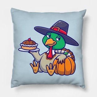 Cute Chicken Turkey Thanksgiving Cartoon Pillow