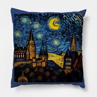 Starry Night Wizarding School Van Gogh Pillow