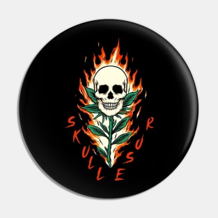 Skull Fire Flower Pin