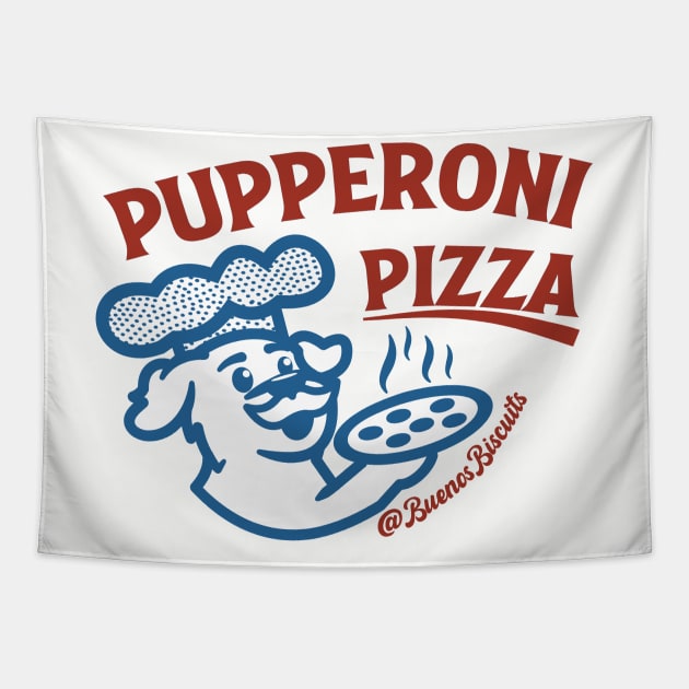 Pupperoni Pizza Tapestry by Buenos Biscuits