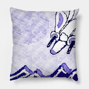 blue spaceship the depths Pillow