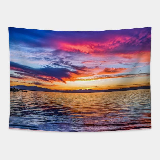 Rainbow Sunset in Thessaloniki Tapestry by GRKiT