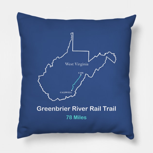 Greenbrier River Rail Trail Route Pillow by numpdog