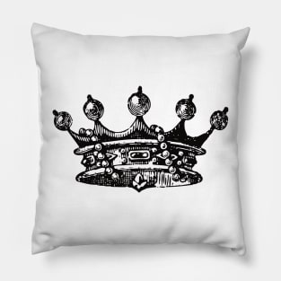 Royal Crown | Vintage Crown | Black and White | Pillow